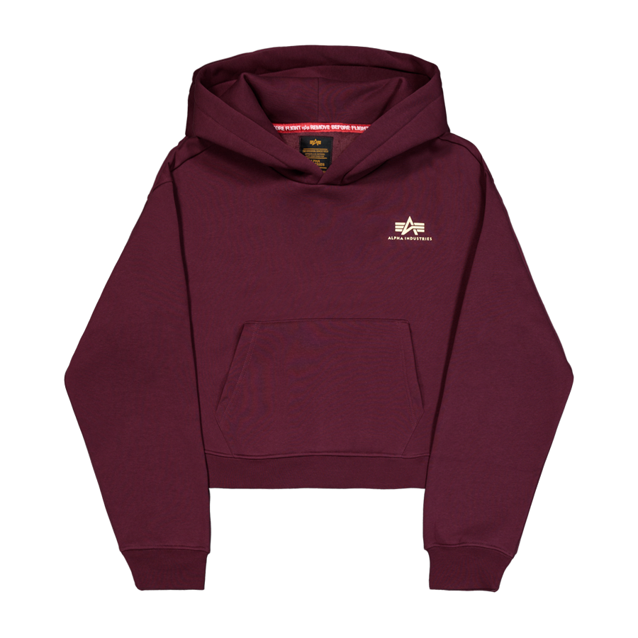 Basic Small Logo Hoodie Women - dark cherry