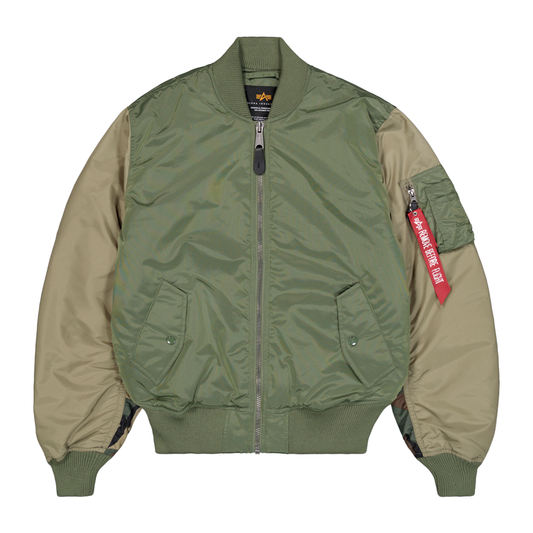 MA-1 Camo Back Embroidery Bomber Jacket - sage green