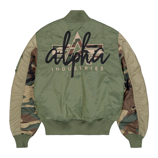 MA-1 Camo Back Embroidery Bomber Jacket - sage green