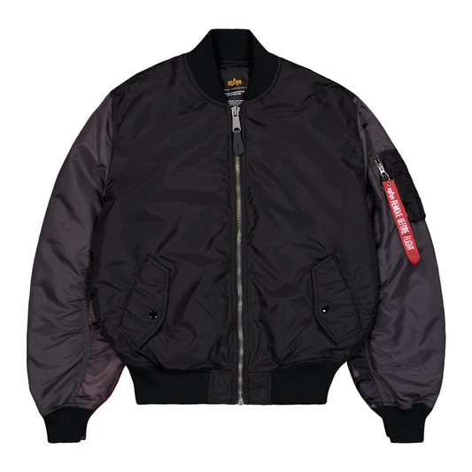 MA-1 Camo Back Embroidery Bomber Jacket - black