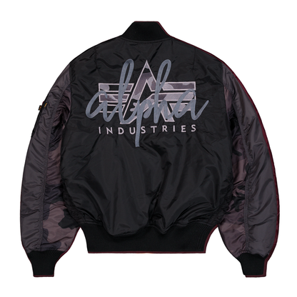 MA-1 Camo Back Embroidery Bomber Jacket - black