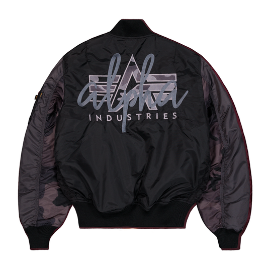 MA-1 Camo Back Embroidery Bomber Jacket - black