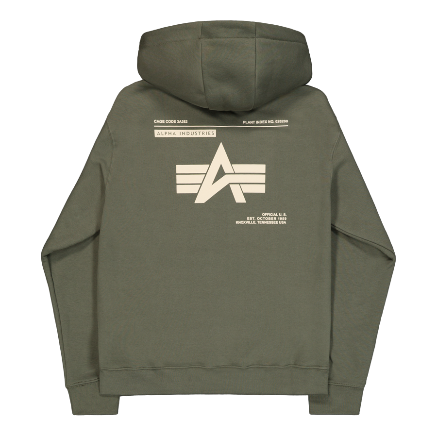 Label Backprint Hoodie - dark olive