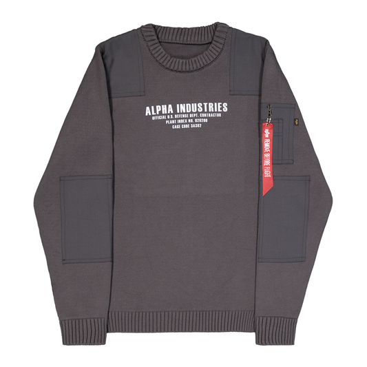 Military Knit Sweatshirt - vintage grey