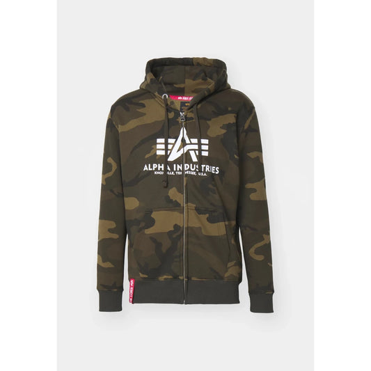 Back Print Zip Hoodie - olive camo