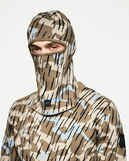 Oden Camo Rib Knit Balaclava - Tobacco Brown