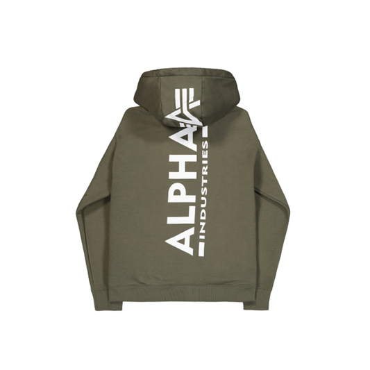 Back Print Zip Hoodie - dark olive