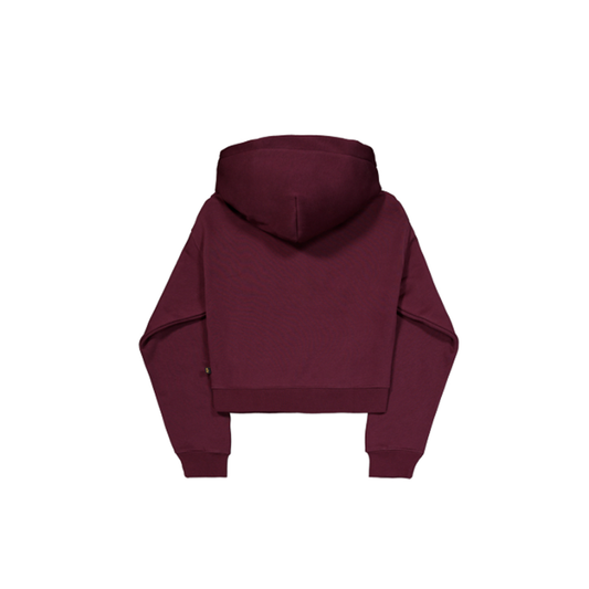 Basic Big Logo Puff Print Hoodie Women - dark cherry