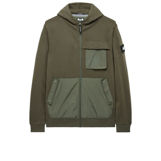 Daponte Zip Through Hoodie - castle green