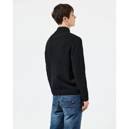 Castillos Knitted Wool Quarter Neck Sweater - black