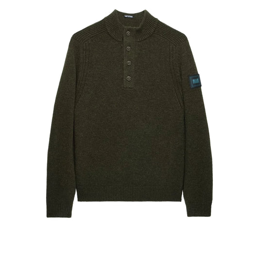 Castillos Knitted Wool Quarter Neck Sweater - castle green