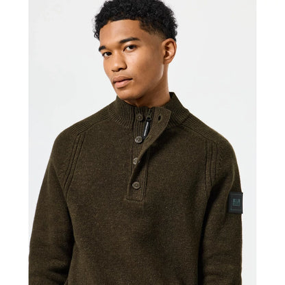 Castillos Knitted Wool Quarter Neck Sweater - castle green