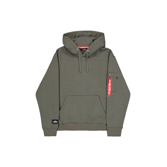 Label Backprint Hoodie - dark olive