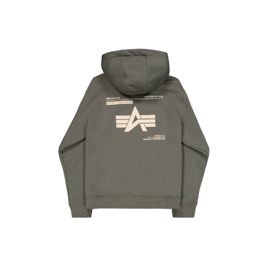 Label Backprint Hoodie - dark olive