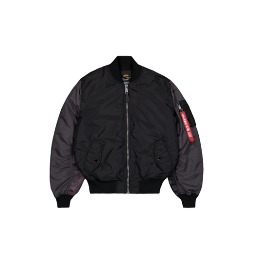 MA-1 Camo Back Embroidery Bomber Jacket - black