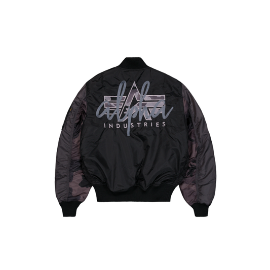 MA-1 Camo Back Embroidery Bomber Jacket - black