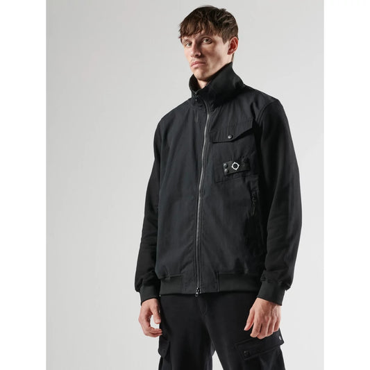 Full Zip Mixed Media Sweat - jet black