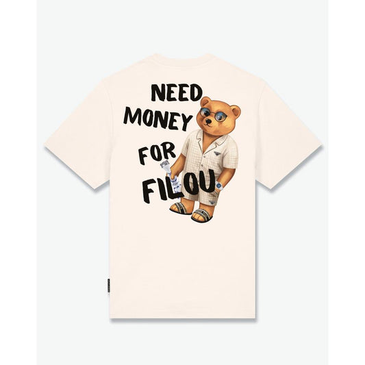 SS25 Oversized Backprint T-Shirt, Need Money - Pearl White