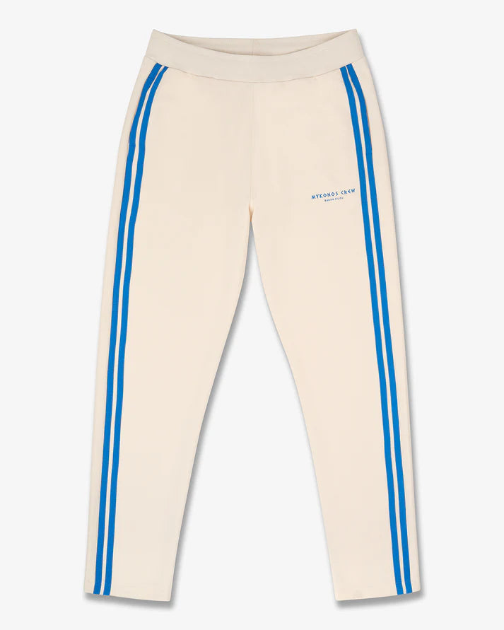 SS25 Tracksuit Sweatpants with Stripes, Mykonos Crew - Pearl white