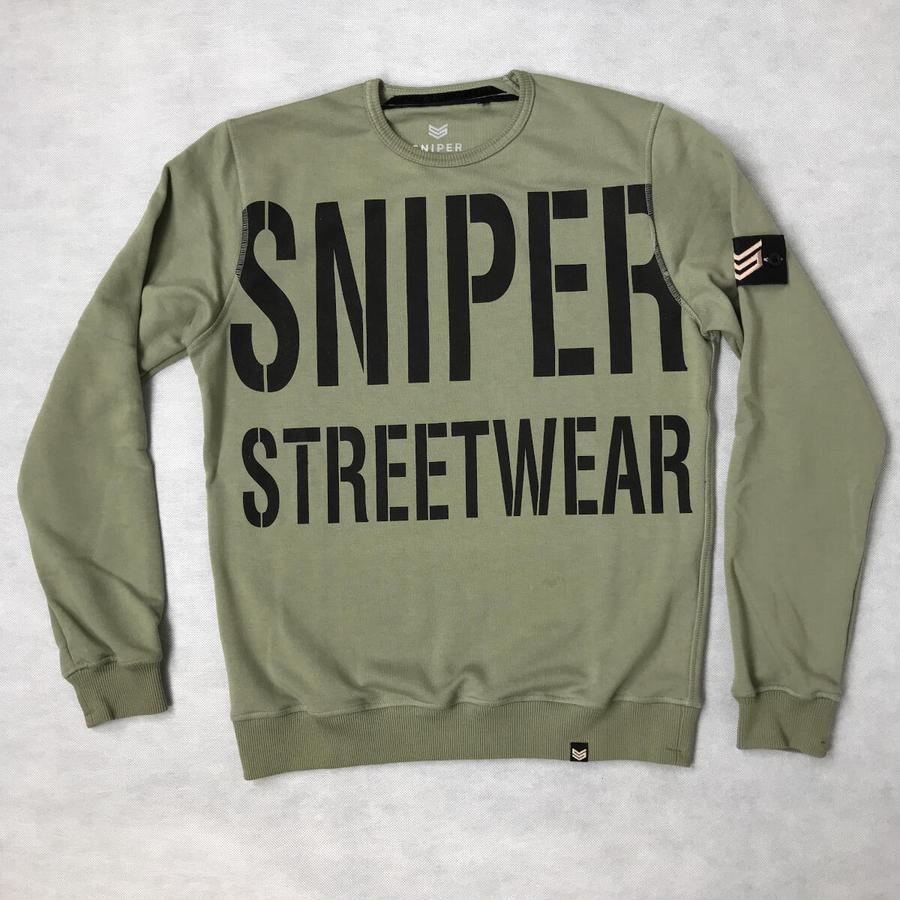All Over Crew Neck - olive/black