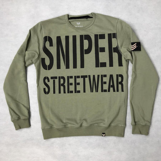 All Over Crew Neck - olive/black