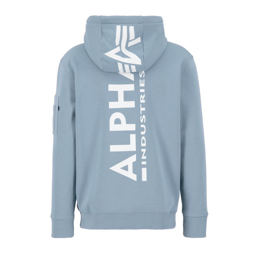 Back Print Hoody - greyblue