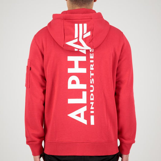 Back Print Zip Hoody - mars red