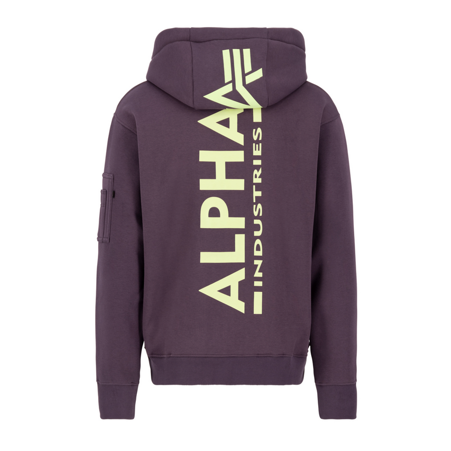 Back Print Zip Hoody - plum