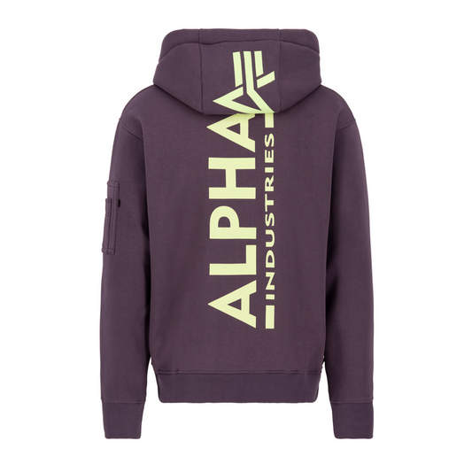 Back Print Zip Hoody - plum