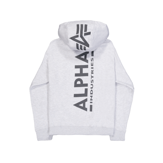 Back Print Zip Hoody - pastel grey melange