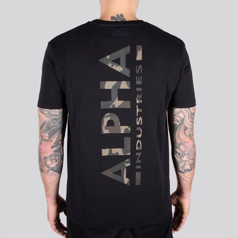 Backprint T Camo Print - black/woodland