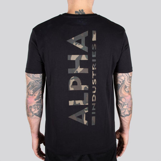 Backprint T Camo Print - black/woodland