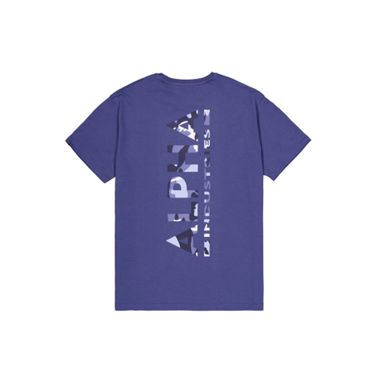 Backprint Camo Print T-Shirt - night purple