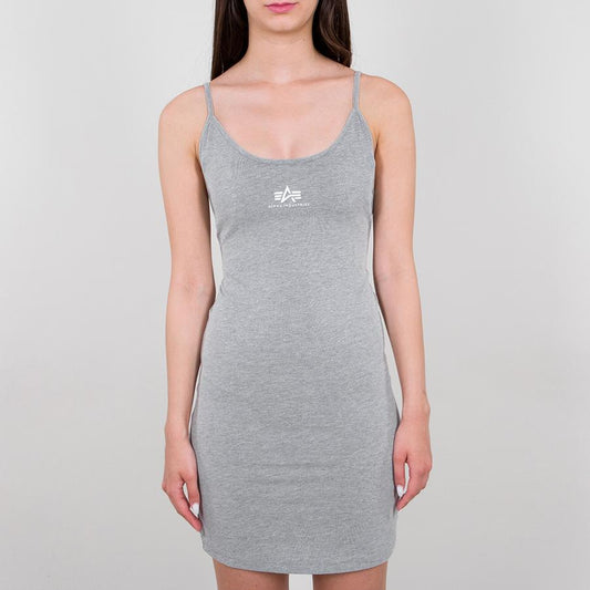 Basic Dress Small Logo Woman - greyheather/white