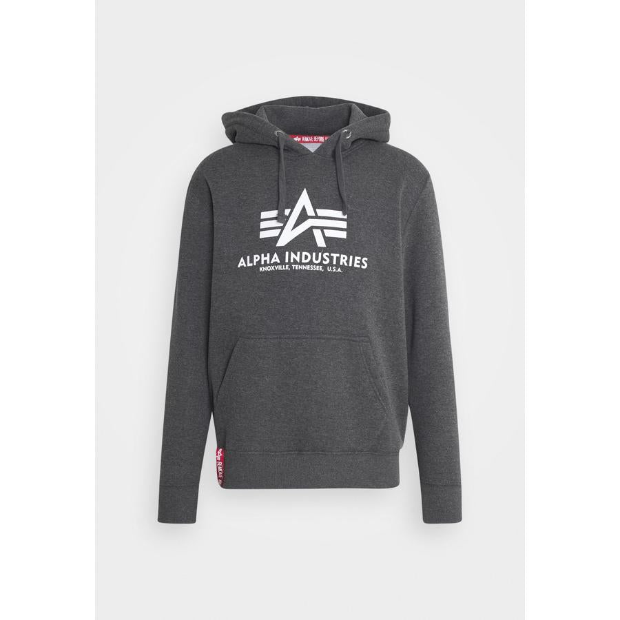 Basic Hoody - charcoal heather/white