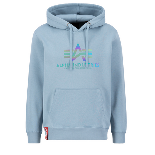 Basic Hoody Rainbow Reflective Print - greyblue