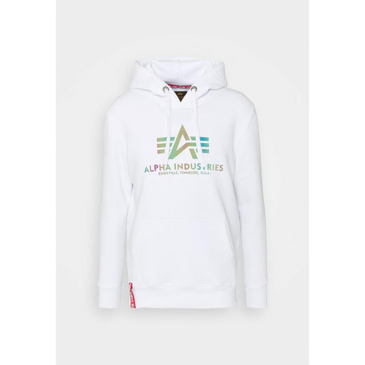 Basic Hoody Rainbow Reflective Print - white