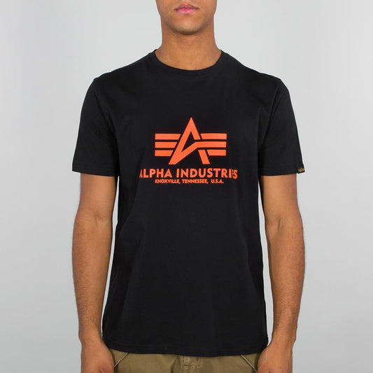 Basic T Neon Print - black/neon orange