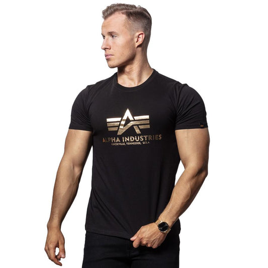 Basic T Foil Print - black/yellow gold