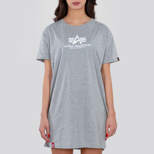 Basic T Long Woman - greyheather/white