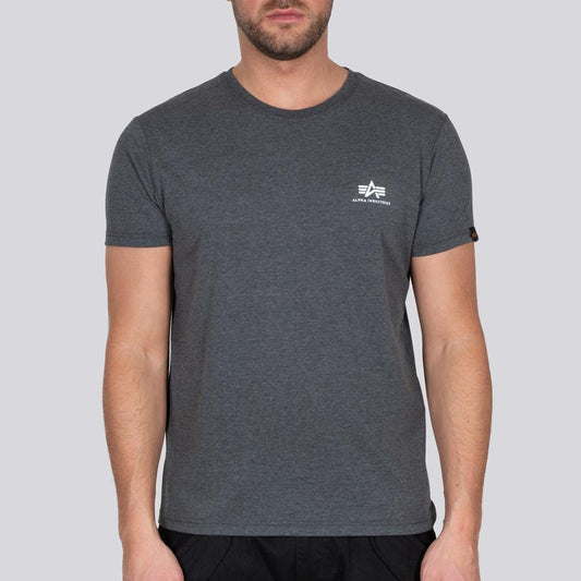 Basic T Small Logo - charcoal heather/white