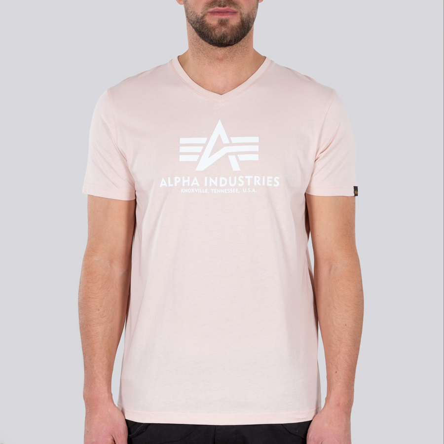 Basic V Neck T - pale peach