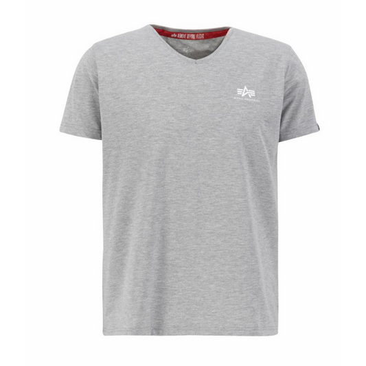 Basic V Neck T Small Logo - greyheather
