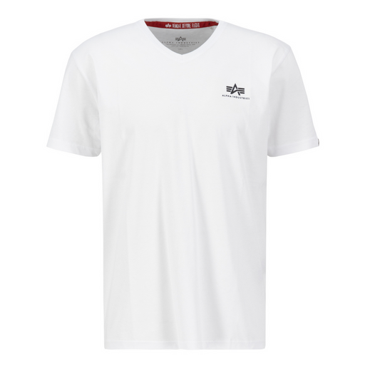 Basic V Neck T Small Logo - white