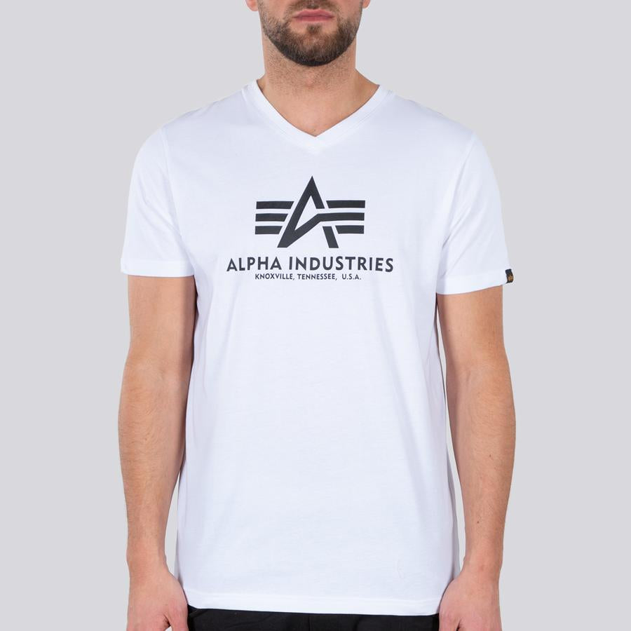 Basic V Neck T - white