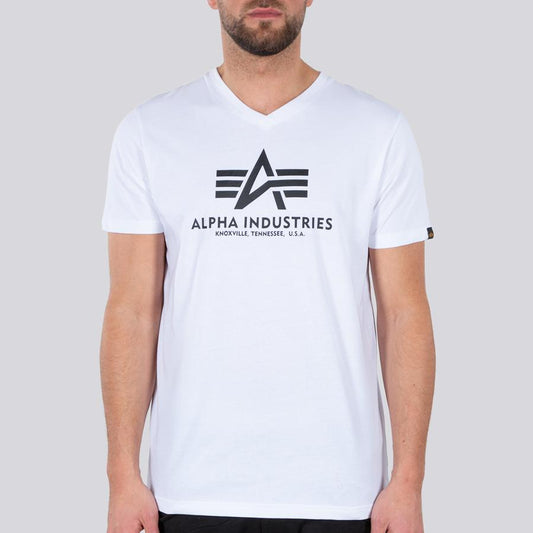 Basic V Neck T - white