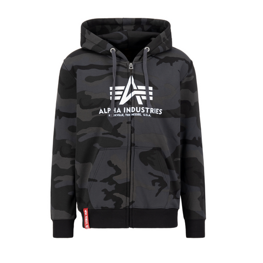 Basic Zip Hoody Camo - black camo