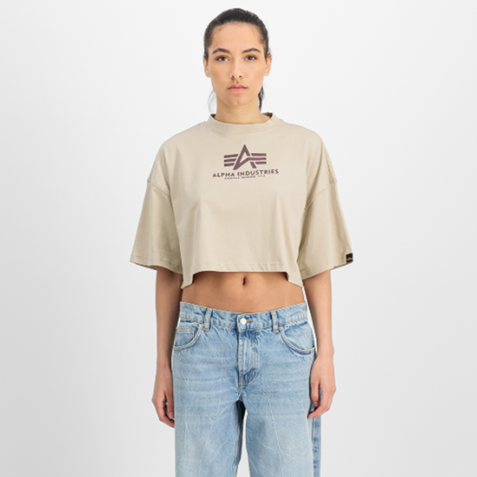 Basic Big Logo Cropped PP T-Shirt Women - organic beige