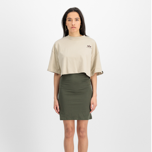 Basic Small Logo Cropped PP T-Shirt Women - organic beige
