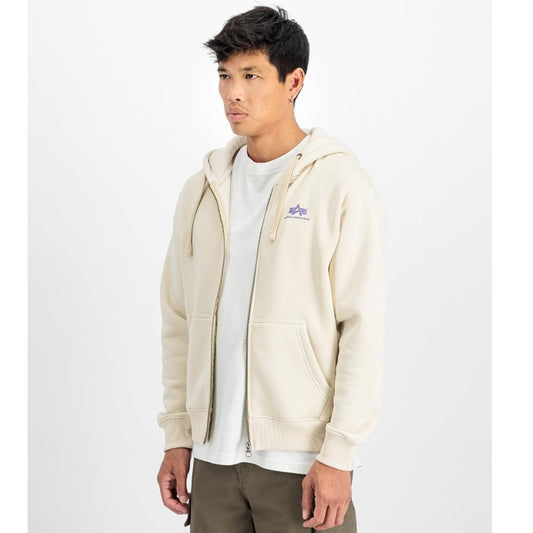 Basic Zip Hoodie SL - vintage white